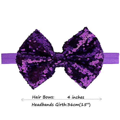 CÉLLOT 15pcs Baby Girl Headbands Sparkly Glitter Sequins 4" Big Hair Bows Ribbon Soft Stretchy Hair Bands for Infant Newborn and Toddlers - Image 3