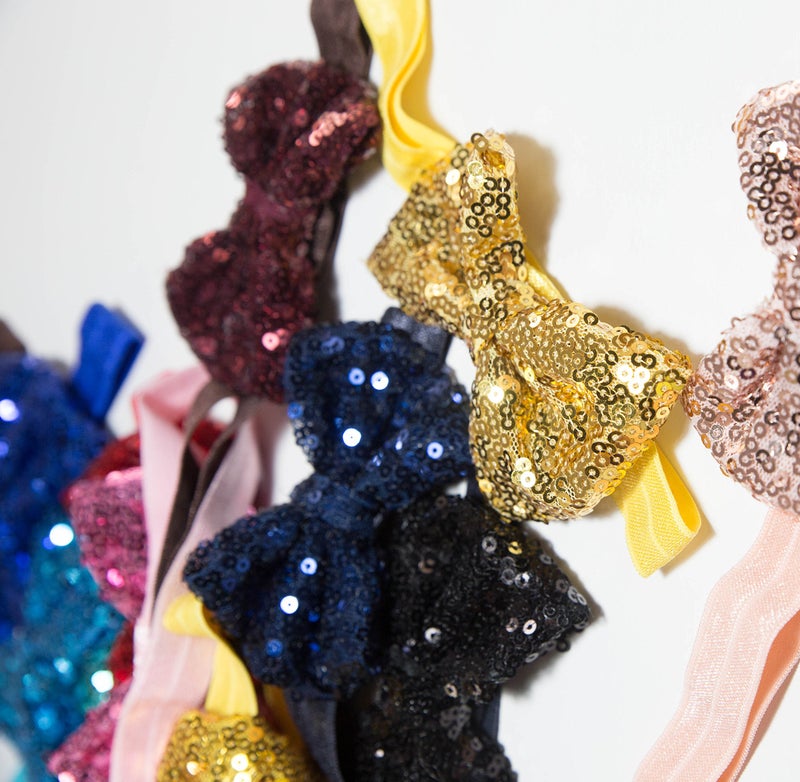 CÉLLOT 15pcs Baby Girl Headbands Sparkly Glitter Sequins 4" Big Hair Bows Ribbon Soft Stretchy Hair Bands for Infant Newborn and Toddlers - Image 4