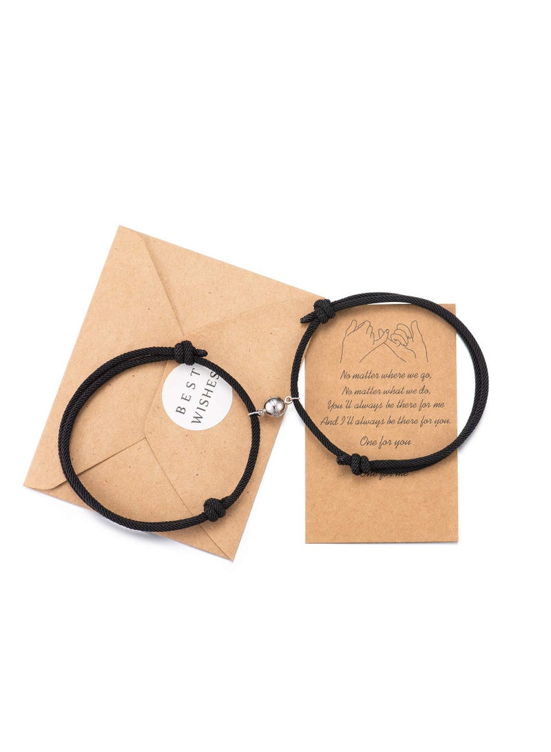 2PCS Magnetic Couple Bracelet Set Vows of Eternal Love Jewelry, Couple Bestfriend, Braided Bracelet Graduation Gift, Men, Women, Valentine's Day, Engagement, Thanksgiving's Day, Wedding