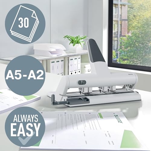 Leitz 51140184 Adjustable Hole Punch, up to 6 Hole Punching, 30 Sheets, Metal, AKTO, 51140084 - Silver - Image 5