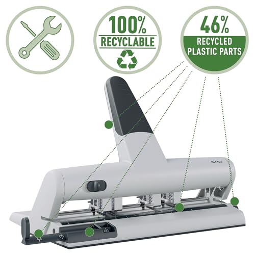 Leitz 51140184 Adjustable Hole Punch, up to 6 Hole Punching, 30 Sheets, Metal, AKTO, 51140084 - Silver - Image 2