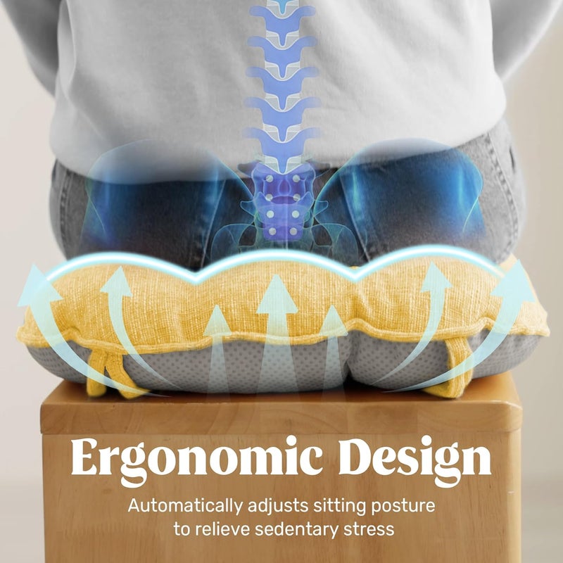 puredown ® Chair Cushions for Dining Chairs, Tufted Memory Foam Chair Pads with Non-Slip Backing, Kitchen Seat Cushions with Ties, Washable Pads Set of 4, 15.5" x 15.5" x 4", Yellow - Image 4