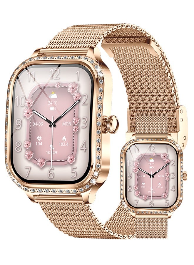 رولستيمي السيدات / النساء بلوتوث ساعة ذكية ، ساعة ذكية يمكن ارتداؤها ، 1.75 بوصة كامل شاشة تعمل باللمس ، تفت شاشة عالية الوضوح مع 240 * 296 القرار ، وسائط رياضية متعددة ، تذكير الصحة ، الشحن المغناطيسي ، رت ام كيه 88 - Image 1