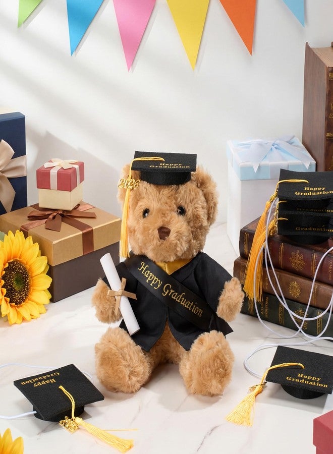 Mimorou 6 Pcs Mini Graduation Caps with 2026 Tassel Plush Mason Jars Small Animal Bachelor Hat for Photo Props Party Supply(Black) - Image 5