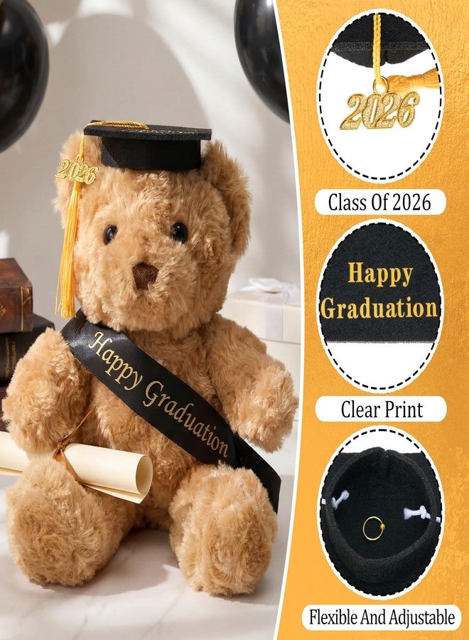 Mimorou 6 Pcs Mini Graduation Caps with 2026 Tassel Plush Mason Jars Small Animal Bachelor Hat for Photo Props Party Supply(Black) - Image 4