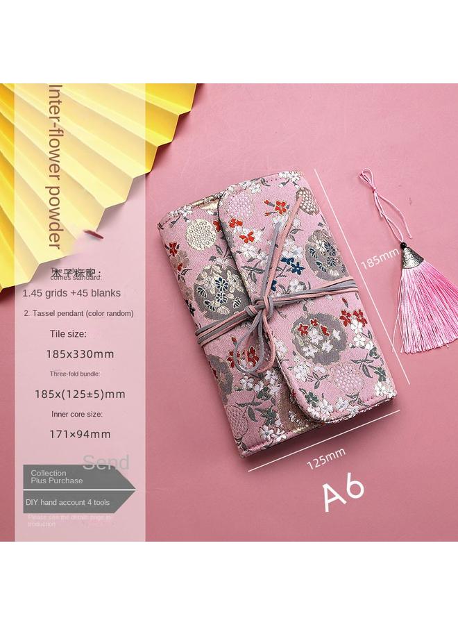 Bluejw Vintage Pocket Fabric Handbook Suit Ins Japanese A6 Cute High Color Value Loose-leaf Grid Notebook Handbook - Image 1