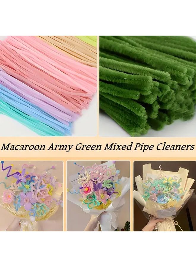 Pastel Purple And Green Chenille Stems 200pcs Soft Flexible Pipe Cleaners For DIY Crafts - Image 1