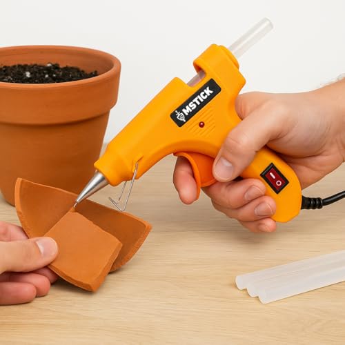 MSTICK Hot Melt Glue Gun with 5 Strong Adhesive Glue Sticks, 20W, Fast Heating and Anti-Drip Design, Ideal for DIY Crafts, School Projects, Quick Home Repairs and Creative Work (Yellow) - Image 3