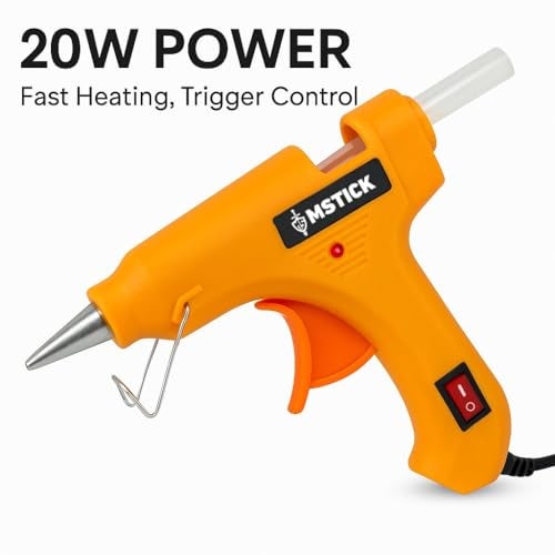MSTICK Hot Melt Glue Gun with 5 Strong Adhesive Glue Sticks, 20W, Fast Heating and Anti-Drip Design, Ideal for DIY Crafts, School Projects, Quick Home Repairs and Creative Work (Yellow) - Image 2