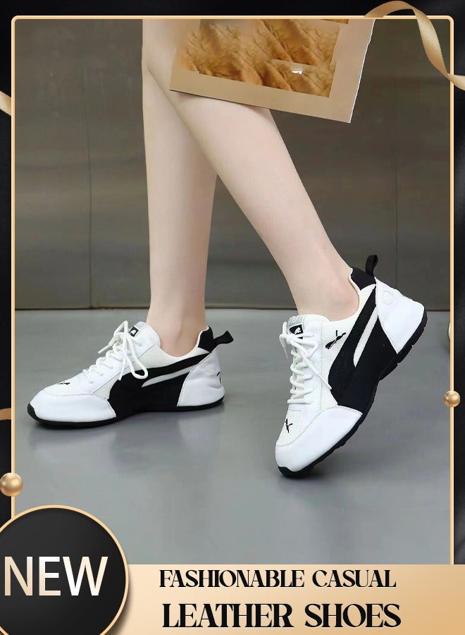 Breathable and lightweight genuine leather trendy shoes: Korean-style fashionable versatile sports casual sneakers for men and women, perfect for all occasions  - Image 1
