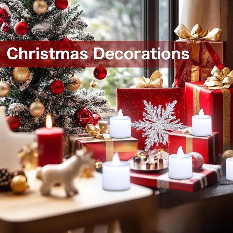 LANKER 24 Pack Flameless Led Tea Lights Candles, Steady Cool White Battery Operated Electronic Fake Candles, Decorations for Christmas, Halloween and Festival Celebration (White) - Image 3