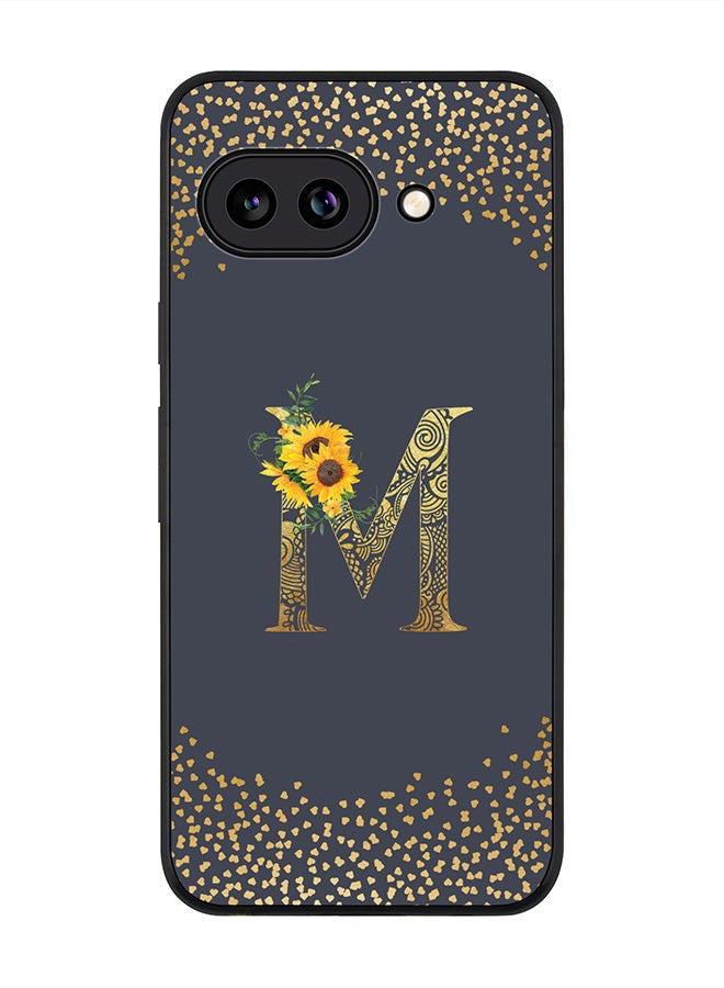 Stylizedd For Google Pixel 9a Case,Slim fit Camera Protection, Shockproof Thin Phone cover  - Custom Floral Monogram - M  (Grey )