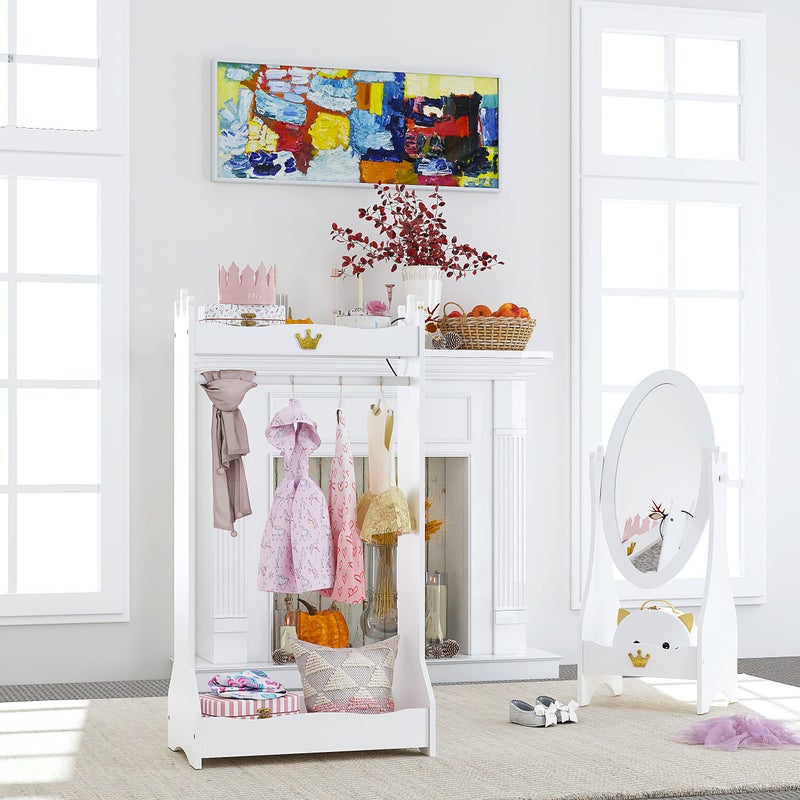 UTEX Kids Dress Up Storage, Kids' Costume Organizer Center, Open Hanging Armoire Closet, Kids Armoire with Rack for Toddler 3 Age+, White - Image 4