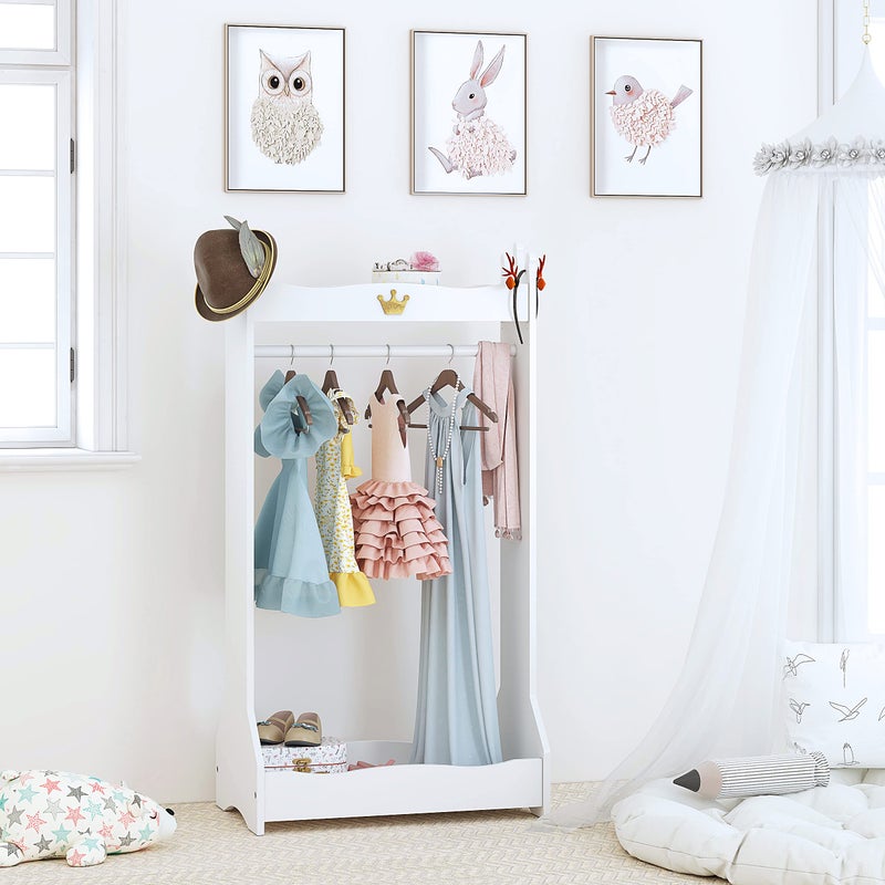 UTEX Kids Dress Up Storage, Kids' Costume Organizer Center, Open Hanging Armoire Closet, Kids Armoire with Rack for Toddler 3 Age+, White - Image 2