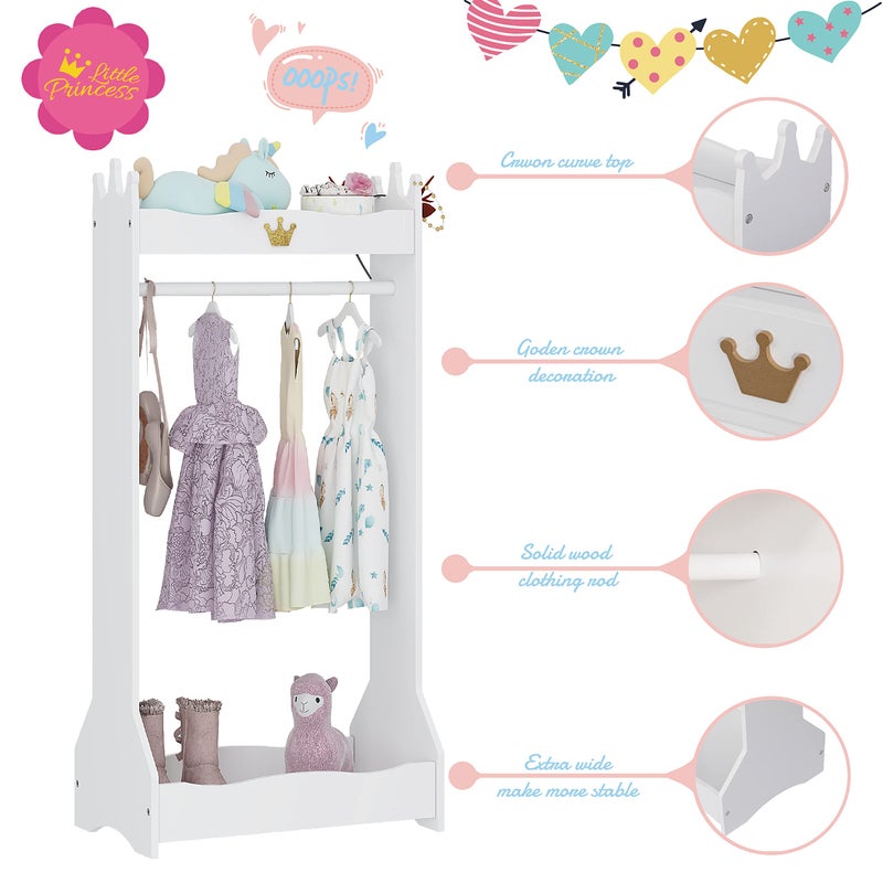 UTEX Kids Dress Up Storage, Kids' Costume Organizer Center, Open Hanging Armoire Closet, Kids Armoire with Rack for Toddler 3 Age+, White - Image 3