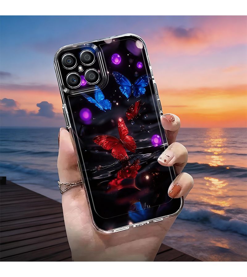 Huawei Honor Y9S 50 60 8T 11I 13I Y70 Y71 Y91 X6A Plus Phone Case Dreamy Butterfly Mixed Color Gradient Glowing Water Droplet Minimalist Style - Image 3