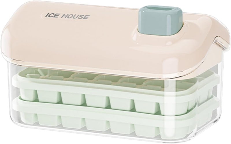 Home-Cloud Homecloud 2-Layer Ice Cube Tray with Sealed Lid & Storage Bin – 56 Square Cubes (28 Per Layer), BPA-Free, One-Click Quick Release, Dust & Odor Proof, Easy One-Handed Operation (Pink) - Image 1