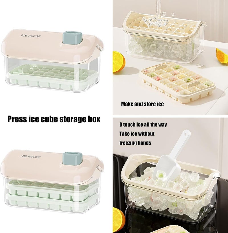 Home-Cloud Homecloud 2-Layer Ice Cube Tray with Sealed Lid & Storage Bin – 56 Square Cubes (28 Per Layer), BPA-Free, One-Click Quick Release, Dust & Odor Proof, Easy One-Handed Operation (Pink) - Image 4