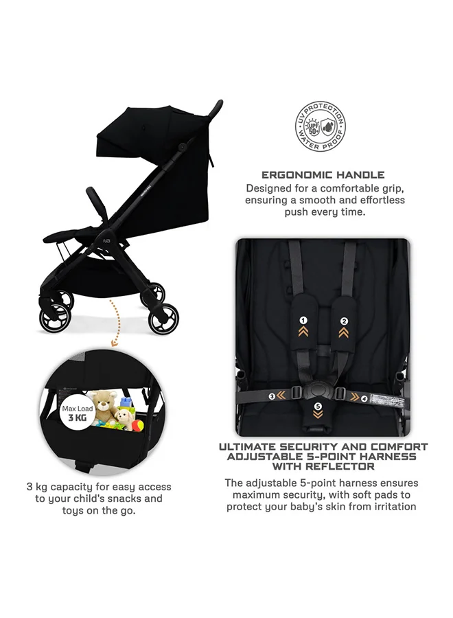 neobreez DECA Ultra-Lightweight Cabin Size Approved Compact Travel Stroller,  Foldable Toddler Kids Baby Trolley, Quick Fold Open Pushchair, Waterproof UPF 50+ Canopy, 0-4yrs,  22kg,  3yrs Warranty