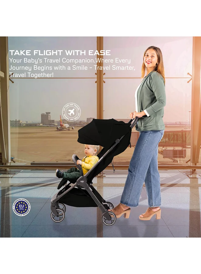 neobreez DECA Ultra-Lightweight Cabin Size Approved Compact Travel Stroller,  Foldable Toddler Kids Baby Trolley, Quick Fold Open Pushchair, Waterproof UPF 50+ Canopy, 0-4yrs,  22kg,  3yrs Warranty