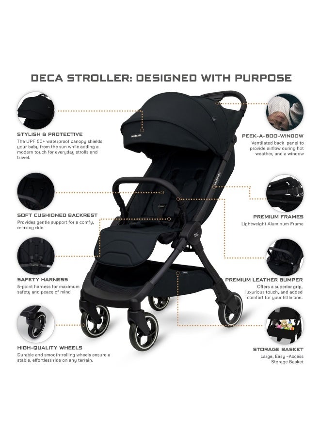 نيوبريز عربة أطفال للسفر خفيفة الوزن من دي سي إيه، معتمدة لحجم المقصورة، قابلة للطي، عربة أطفال صغيرة، عربة دفع سهلة الطي، مظلة مقاومة للماء بعامل حماية +، ضمان  سنوات - Image 4