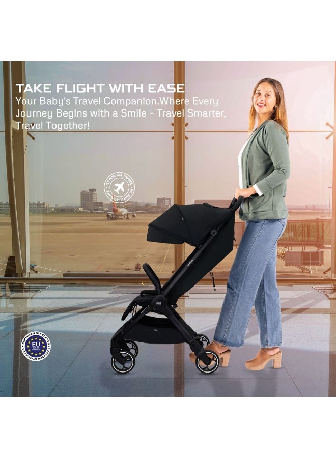 نيوبريز عربة أطفال للسفر خفيفة الوزن من دي سي إيه، معتمدة لحجم المقصورة، قابلة للطي، عربة أطفال صغيرة، عربة دفع سهلة الطي، مظلة مقاومة للماء بعامل حماية +، ضمان  سنوات - Image 5