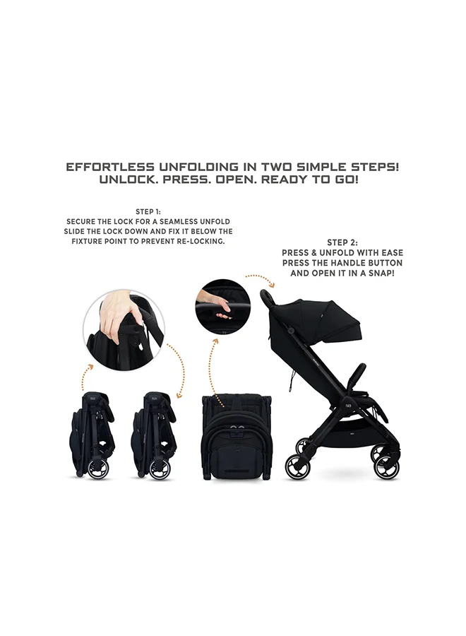 نيوبريز عربة أطفال للسفر خفيفة الوزن من دي سي إيه، معتمدة لحجم المقصورة، قابلة للطي، عربة أطفال صغيرة، عربة دفع سهلة الطي، مظلة مقاومة للماء بعامل حماية +، ضمان  سنوات