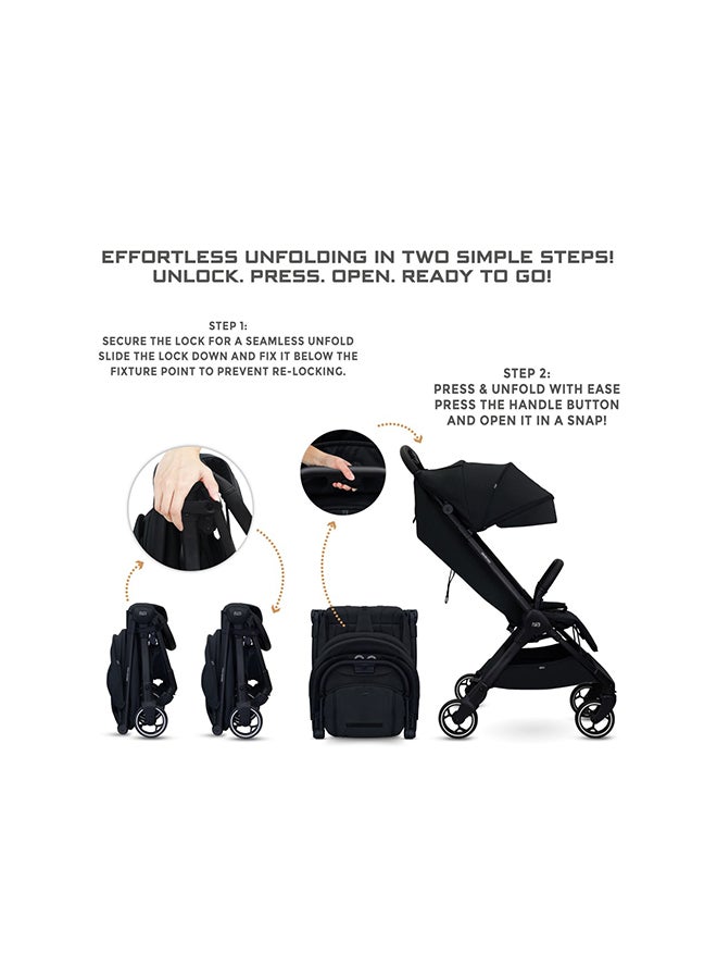 نيوبريز عربة أطفال للسفر خفيفة الوزن من دي سي إيه، معتمدة لحجم المقصورة، قابلة للطي، عربة أطفال صغيرة، عربة دفع سهلة الطي، مظلة مقاومة للماء بعامل حماية +، ضمان  سنوات - Image 2