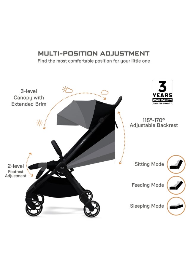neobreez DECA Ultra-Lightweight Cabin Size Approved Compact Travel Stroller,  Foldable Toddler Kids Baby Trolley, Quick Fold Open Pushchair, Waterproof UPF 50+ Canopy, 0-4yrs,  22kg,  3yrs Warranty - Image 3