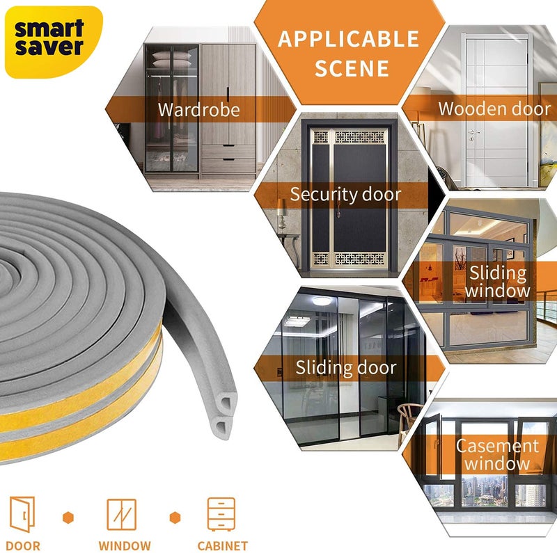 Smart Saver D Shaped (Grey) Self-Adhesive Epdm Doors and Windows Foam Seal Strip Rubber Weatherstrip 5 Meter (2 X 2.5 M = 5 Meter)-Pack of 2 - Image 3