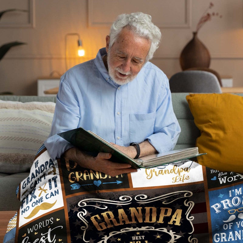 SIKLTY Grandpa Gifts Throw Blanket 60"" x 50""  Birthday Gifts for Grandpa from Grandchildren  Grandpa Gifts from Granddaughter  Best Gift for Grandfather from Grandkids  Grandpa Gift Ideas - Image 3