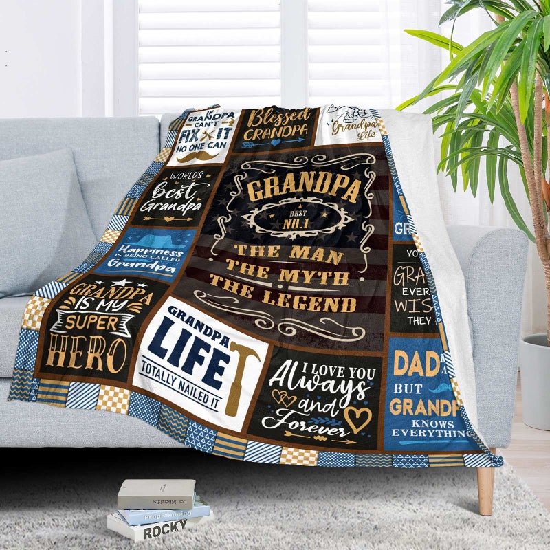 SIKLTY Grandpa Gifts Throw Blanket 60"" x 50""  Birthday Gifts for Grandpa from Grandchildren  Grandpa Gifts from Granddaughter  Best Gift for Grandfather from Grandkids  Grandpa Gift Ideas - Image 2