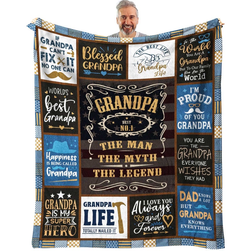 SIKLTY Grandpa Gifts Throw Blanket 60"" x 50""  Birthday Gifts for Grandpa from Grandchildren  Grandpa Gifts from Granddaughter  Best Gift for Grandfather from Grandkids  Grandpa Gift Ideas - Image 1