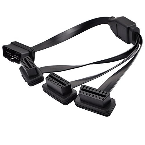 OLLGEN 50cm / 20" OBD2 OBDII 1 to 3 Ultra Low Profile Straight Port 16 Pin Male to Female Y Splitter Cord Car Diagnostic 1 x Male and 3 x Female OBD Extension Cable - Image 1