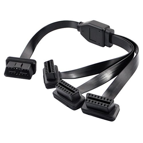 OLLGEN 50cm / 20" OBD2 OBDII 1 to 3 Ultra Low Profile Straight Port 16 Pin Male to Female Y Splitter Cord Car Diagnostic 1 x Male and 3 x Female OBD Extension Cable - Image 2