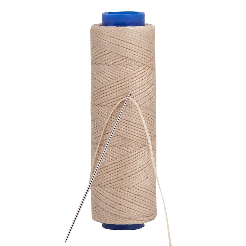 Shelver Waxed Thread Strong Thread for Leather Upholstery Shoe Bag incl Needle Colour Beige