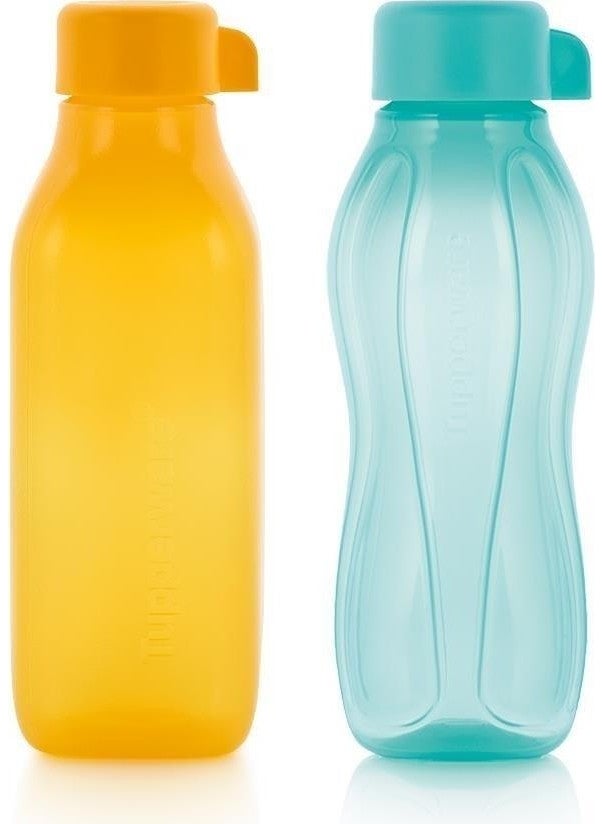 Tupperware Eco Bottle 310ML Turquoise and Square 500 ml Orange Set of 2  - Image 1
