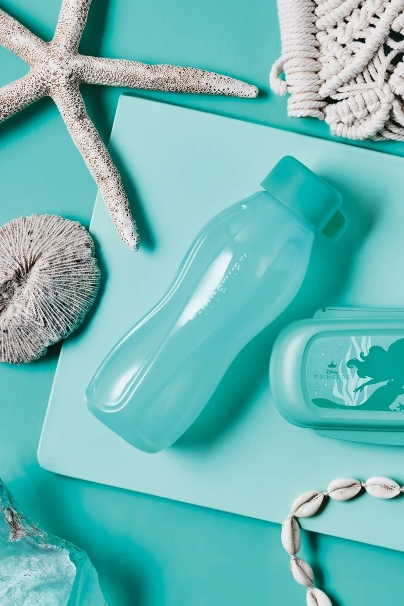 Tupperware Eco Bottle 310ML Turquoise and Square 500 ml Orange Set of 2