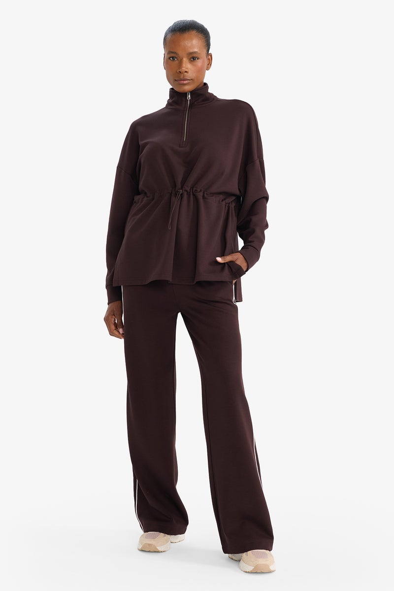 DeFacto Brown Woman High Neck Long Fit Long Sleeve Sweat Shirt Casual - Image 2