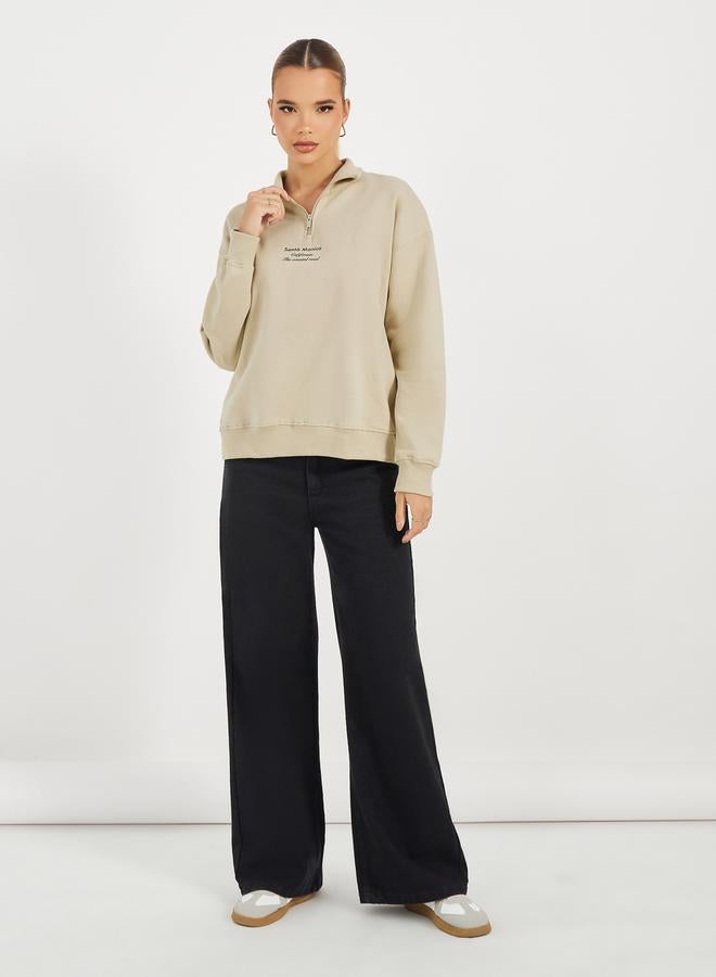 ستايلي سويت شيرت بقصة عادية ونصف سحَّاب غلق - Image 2