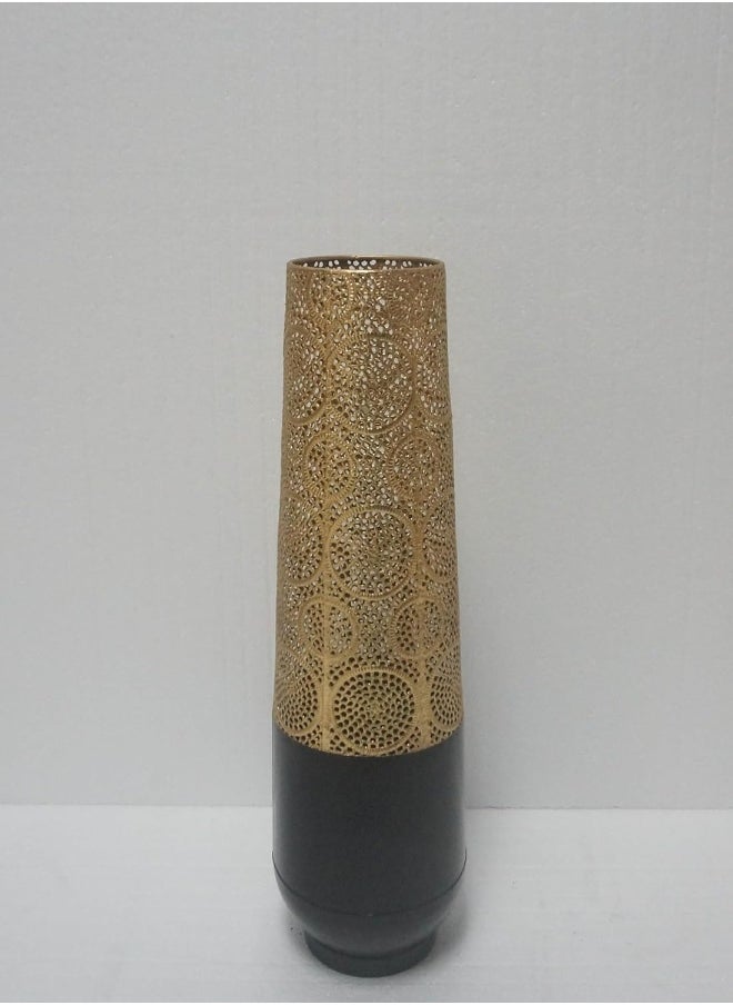 Decorhills DECORHILLS 1Pcs High Decorative Black and Gold Metal Floor Vase Elegant Home Décor Vase for Home Decoration-MTE-10  - Image 1