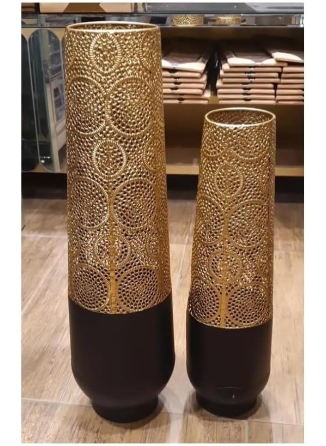 Decorhills DECORHILLS 1Pcs High Decorative Black and Gold Metal Floor Vase Elegant Home Décor Vase for Home Decoration-MTE-10  - Image 2