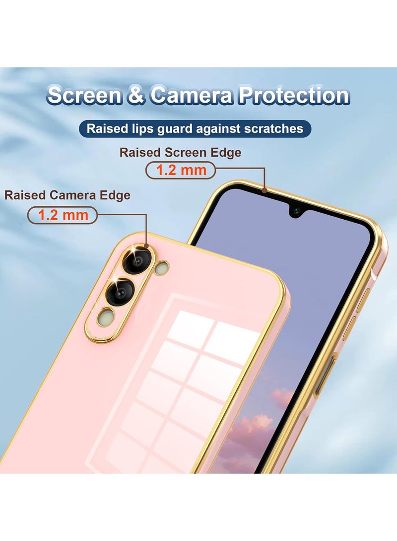 غطاء متوافق مع Vivo Y04 / Vivo Y29s، طلاء كروم ذهبي ناعم، وردي رقيق وناعم مع حماية كاملة ضد الصدمات لغطاء Vivo Y04 / Vivo Y29s (وردي) - Image 2