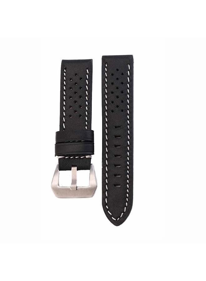 Perfii Genuine Leather Replacement Band Samsung Galaxy Watch 3 Black - Image 2