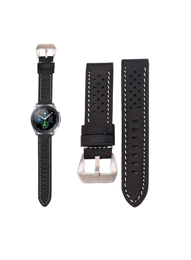Perfii Genuine Leather Replacement Band Samsung Galaxy Watch 3 Black - Image 1