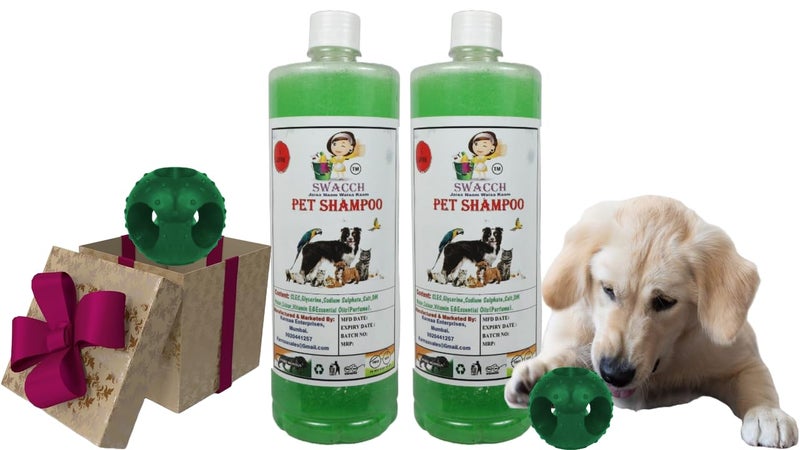 swacch Pet Shampoo | Puppy Safe Shampoo | PH Balanced | Ditch to Itch for Pet Shampoo 2 Litre (Neem Alovera) + Goofy Ball Chew Toy Combo Pack - Image 1