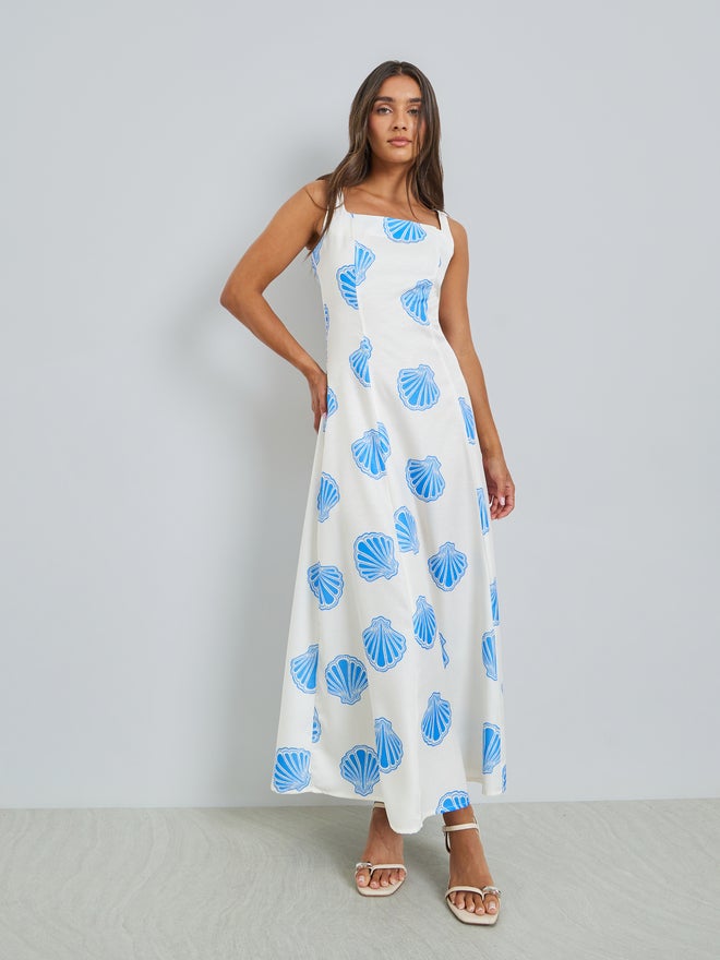 Styli Blue Seashell Print A-Line Maxi Dress - Image 2