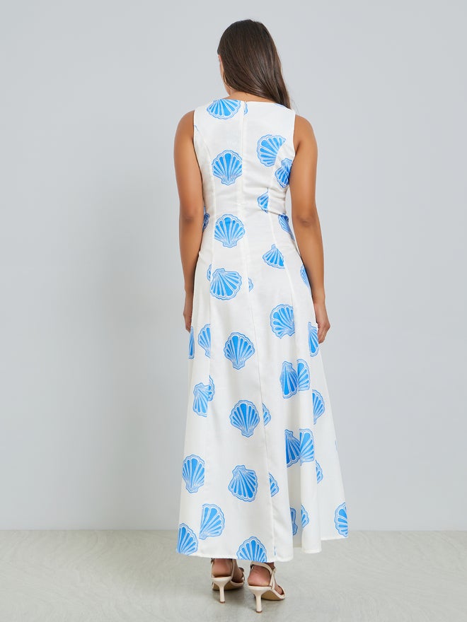 Styli Blue Seashell Print A-Line Maxi Dress - Image 5