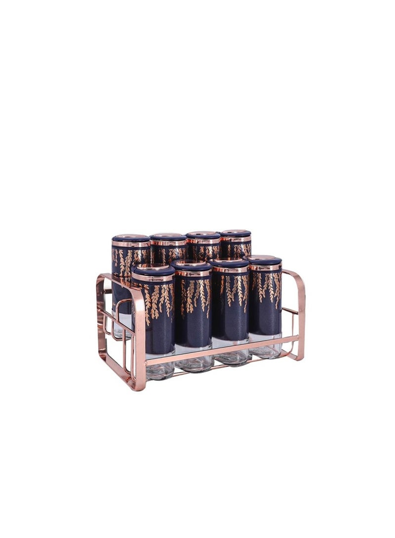 Oxford 9-piece stainless steel oval spice set, Oxford blue, SS-OX-264