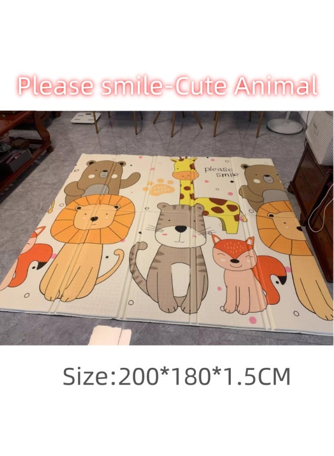 Arabest Baby Play Mat, 200*180*1.5 CM Foldable Play Mat for Baby, Extra Large Non-Toxic Tummy Time and Crawling Mat, Thick Foam Play Mat for Baby, Reversible Portable Baby Floor Mat (Please Smile) - Image 4